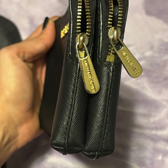 Michael Kors Black Canvas Leather Wristlet - Picture 10 of 11